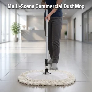 Small Cotton Wedge Dust Mop Set Flat Floor Mop with Handle Cotton Dust Mop Head for Efficient Home and Office Cleaning