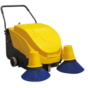 Small Industrial Hand Push Floor Sweeper, Walk-Behind Battery-Powered Sweeper for Factory, Warehouse, Workshop