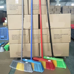 Soft Bristle Broom and Dustpan Set with Wooden Handle