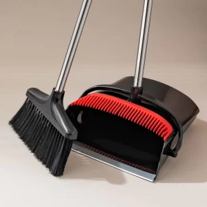 Soft Broom Set with Long Handle and Stand for Indoor Floor Cleaning