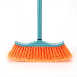 Soft Plastic Floor Broom with Wooden Handle, Dustpan Set