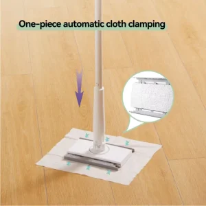 Space Saving Assembleable Rod Flat Mop Auto Release Dirty Cloth 360 Rotating Head Indoor Household Floor Dust and Hair Remover