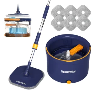 Spin Mop Bucket Set with 360-Degree Rotation Clean and Dirty Water Separation Telescopic Handle