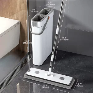 Spin Mop Set with Dirty Water Separator, Microfiber Pad, and Self-Cleaning Squeeze System