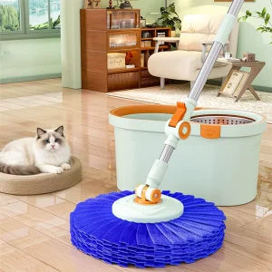 Spin Mop and Bucket Set 360 Degree Microfiber Mop with Hands Free Wringer System Multi Surface Floor Cleaning Mop