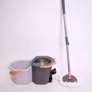 Spin Mop and Wringer Bucket Set with Separate Clean and Dirty Water Compartments, 360-Degree Rotating Head