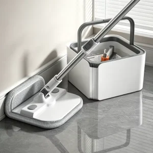 Spin Mop with Microfiber Pad for Wet and Dry Cleaning