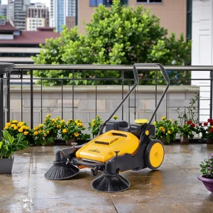 Walk Behind Hand Push Sweeping Machine Manual Road Sweeper with Vacuum Water Spray Core Components Including Brush Motor
