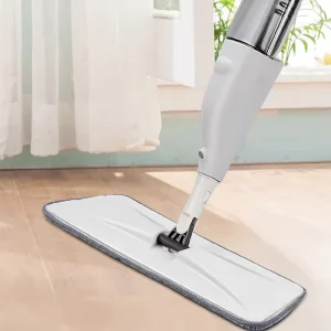 Spray-and-Mop Telescopic Flat Mop with Stainless Steel Handle for Wood Floors and Tiles with Cleaning Pad