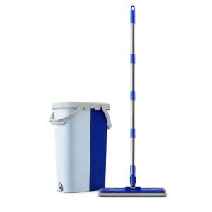 Stackable Bucket Cloth Clip Disinfectant-Compatible Dual Scraper Microfiber Flat Mop Bucket Set