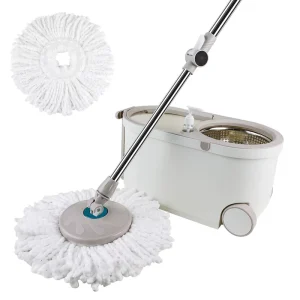 Stainless Steel 128 cm Telescopic Microfiber Spin Mop for Household Floor Cleaning