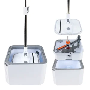 Stainless Steel 360 Degree Rotating Mop and Bucket Set with Dirty Water Separation