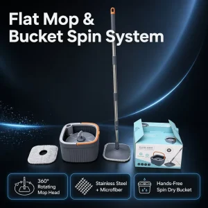Stainless Steel 360-Degree Twist Mop and Bucket Set with Microfiber Head for Home and Office Floor Cleaning