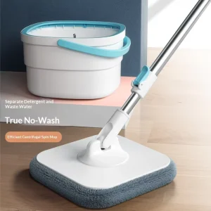 Stainless Steel Bucket with Manual Wringing Microfiber Mop and 360-Degree Rotating Head