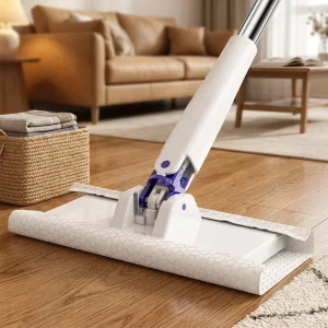 Stainless Steel Clip Flat Mop with Microfiber Cloth, Wet and Dry Use