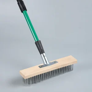 Stainless Steel Deck Brush Wire Cleaning Brushes for Tile Patio Garden Garage Broom Floor Scrub Brush With Long Handle
