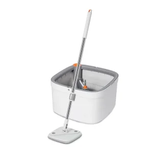Stainless Steel Extendible Floor Mop with Plastic Basket and Dirty Water Separation Bucket Set