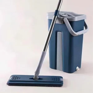 Stainless Steel Flat Mop with 8L Capacity Bucket, Quick-Drying Mop Set