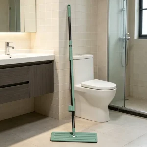 Stainless Steel Flat Mop with Telescopic Handle, 360-Degree Rotation, Hands-Free Washing, Extra-Large Head