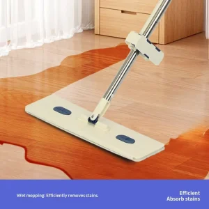 Stainless Steel Flat Mop with Telescopic Handle, Microfiber, Water-Absorbing, Extra Large