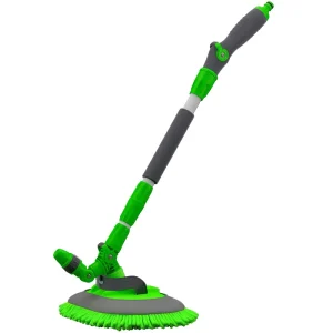 Stainless Steel Flat Rotary Mop with Plastic Mop Head for Car Wash and Floor Cleaning