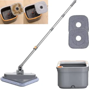 Stainless Steel Floating Spin Mop with Dirty and Clean Water Separation Bucket