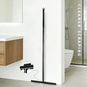 Stainless Steel Floor Squeegee with Adjustable Long Handle for Windows, Showers, Bathrooms, and Mirrors