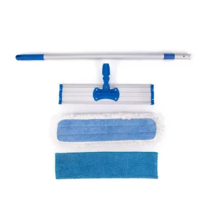 Stainless Steel-Handle Microfiber Mop with Dust and Wet Pads for Commercial and Household Cleaning