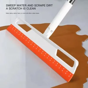 Stainless Steel Handle Rotating Silicone Squeegee with Plastic Sweeper for Household Cleaning