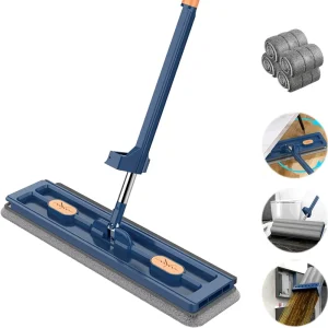Stainless Steel Long Handle Big Flat Mops with Microfiber Pads Multifunctional Household Cleaning Tool for Wet and Dry Floor Mop