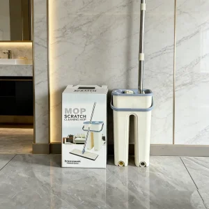 Stainless Steel Pole Handle 360 Degree Spin Free Dry and Wet Mop with Bucket Microfiber Pad Hand Free Self Cleaning Floor Mop