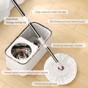 Stainless Steel Pole Removable Spin Dry Mop and Dehydration Bucket Set