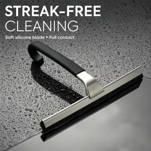 Stainless Steel Shower Squeegee with Silicone Blade for Bathroom Glass, Mirror, and Window