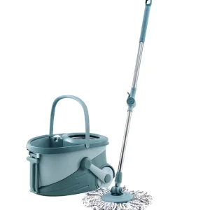 Stainless Steel Spin Mop and Bucket with Wringer and Squeeze-Out Mop