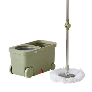 Stainless Steel Telescopic-Handle 360-Degree Rotating Spin Mop and Wheeled Bucket Set