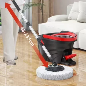 Stainless Steel Twist Handle Removable 360 Rotating Spin Mop with Pedal-Operated Hands-Free Cleaning and 2 Mop Heads