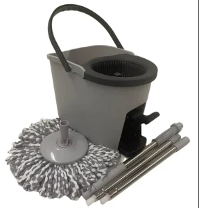 Stainless Steel Twist-Handle Removable Spin-Dry Mop with Pedal-Operated Hands-Free Cleaning