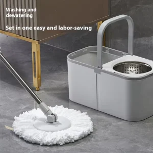 Stainless Steel Wringer Microfiber Head Hands Free Household 360° Rotating Spin Mops Bucket Set Cleaning Floor Mops