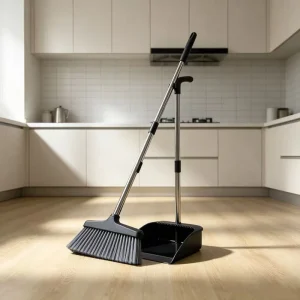 Standing Plastic Broom and Dustpan Set with Long Handle and PP Material