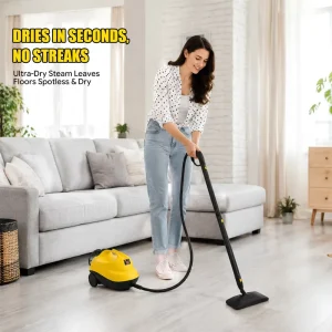 Steam Mop Floor Steamer Heavy Duty Canister Steam Cleaner 1.85L 58PSI Pressurized Steamer with Nylon Brushes for Stove Oven