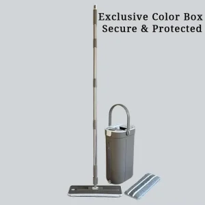 Steel Flat Mop Bucket Set Self-Wringer Extendable Telescopic Handle