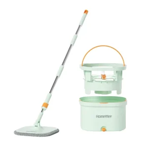 Steel Flat Mop with Reusable Pads, High Dehydration Rate, for Wet and Dry Floors