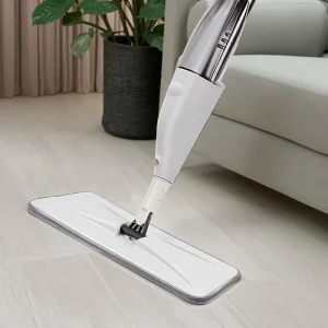 Steel Microfiber Wet-Dry Hand-Free Spray Self-Wringing Flat Mop for Office Floor Cleaning