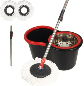 Steel Mop Barrel Set with Double-Drive Hand-Pressure Rotating Round Mop for Home Floor Cleaning