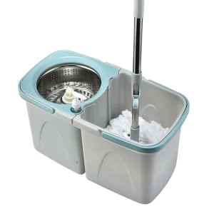 Steel Pole Double Bucket for Spin Mop Set Magic Cleaning Floor with Separated Buckets for Clean and Dirty Water Spin Cleaning