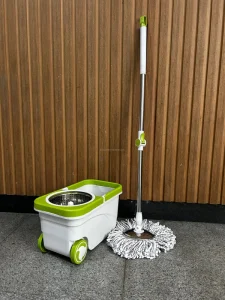 Steel Pole Microfiber Mop with Self-Wringer and 2 Mop Heads