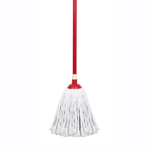 Steel-Pole Wet Cotton Loop-End String Mop for Home, Kitchen, Office, Garage, Concrete, and Tile Floors