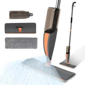 Steel and Aluminum Microfiber Spray Mop, Extendable Self-Wringing, 80-90% Dehydration Rate