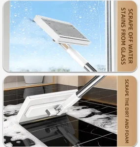 Stock Replaceable Automatic Clamping Self Wringer Extendable Floor Cleaning Mop Microfibre Fabric Wet Tissue Window Wiper