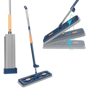 Super Large Stainless Steel Flat Mop Without Hand Washing Wet and Dry Dual Use Microfiber Floor Squeeze Mop